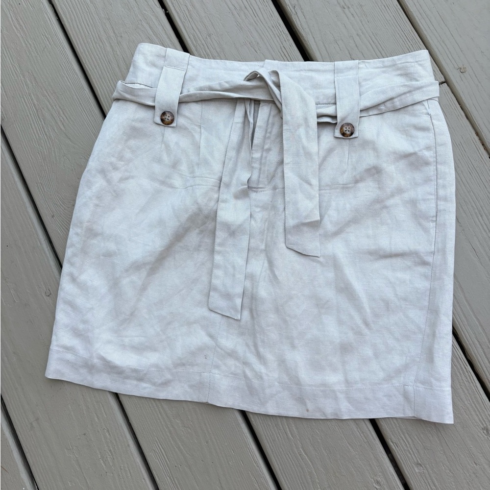 Banana Republic Cream Linen Blend Lined Mini Skirt, Size: 4